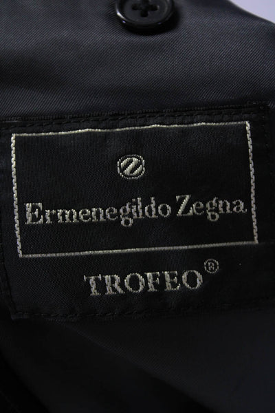 Ermenegildo Zegna Mens Striped Blazer Jacket Black Brown Wool Size EUR 54