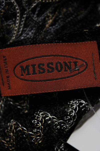 Missoni Womens Black Multi Brown Printed Open Knit Fringe Edge Scarf