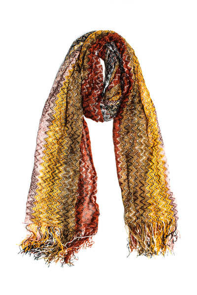 Missoni Womens Multicolor Printed Open Knit Fringe Edge Scarf