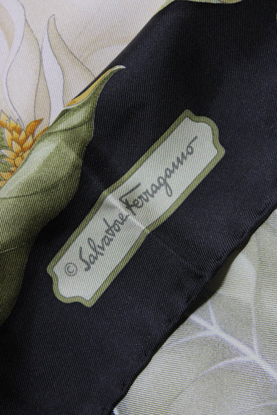 Salvatore Ferragamo Womens Dark Gray Silk Floral Hand-Stitched Square Scarf
