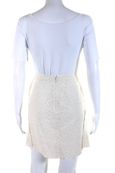 Nina Ricci Womens Back Zip Knee Length Lace Overlay Pencil Skirt Whiter FR 42