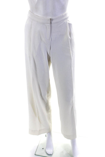 Intermix Womens Pleated Zipped Hook & Eye Straight High Waist Pants White Size P