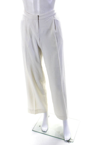 Intermix Womens Pleated Zipped Hook & Eye Straight High Waist Pants White Size P