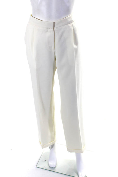 Alexis Womens Pleated Hook & Eye Zipped Straight Leg Dress Pants White Size XS