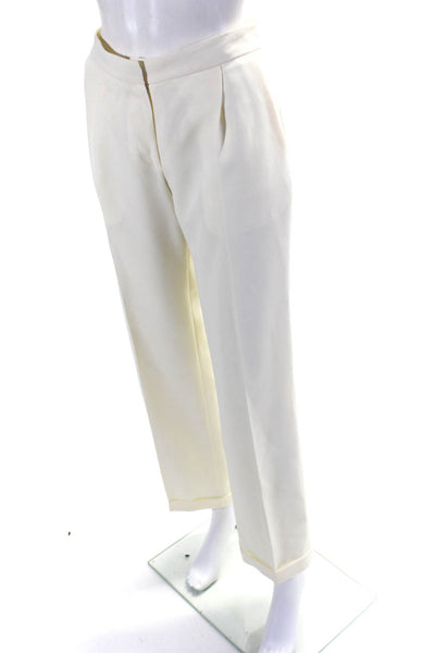 Alexis Womens Pleated Hook & Eye Zipped Straight Leg Dress Pants White Size XS