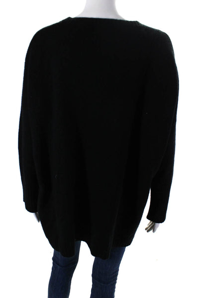 Jumper Womens Black Cashmere Crew Neck Long Sleeve Pullover Sweater Top Size 2