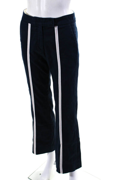 Catherine Malandrino Womens Cotton Front Stripe Straight Leg Pants Blue Size M