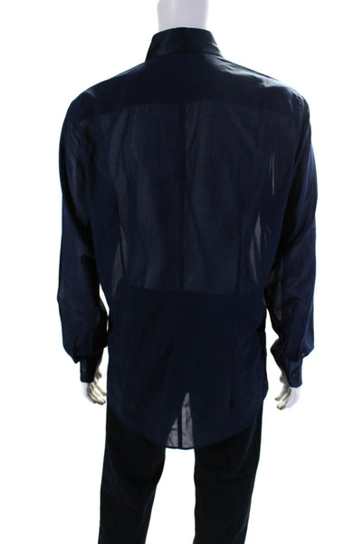 Dolce and Gabbana Mens Button Down Dress Shirt Navy Blue Size 43 17