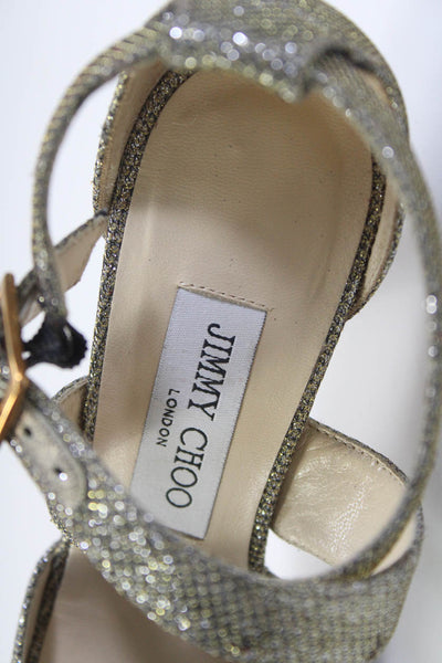 Jimmy Choo Womens Lurex Metallic Strappy Stiletto Sandals Gold Size 36.5 6.5