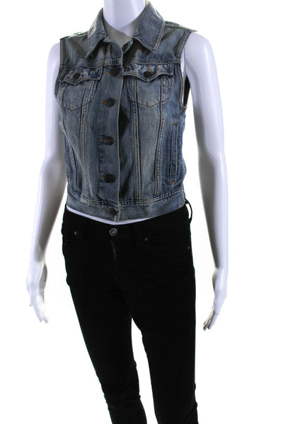 Talula Wonens Denim Button Down Vest Blue Size Small