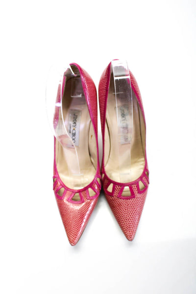 Jimmy Choo Womens Embossed Leather Pointed Toe Pumps Pink Size 36.5 6.5