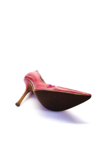 Jimmy Choo Womens Embossed Leather Pointed Toe Pumps Pink Size 36.5 6.5