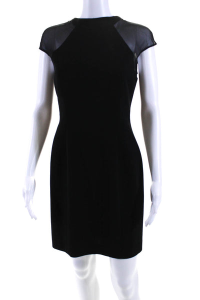 Tahari Womens Short Sleeves High Neck Sheath Dress Black Size 4