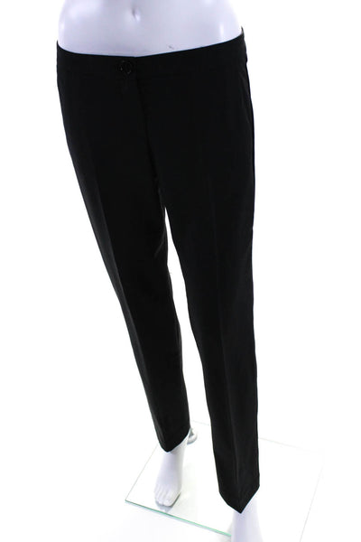 Theory Womens Mid Rise Slim Leg Pleated Pants Black Wool Size 4