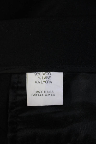 Theory Womens Mid Rise Slim Leg Pleated Pants Black Wool Size 4