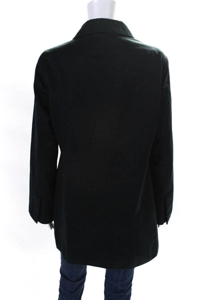 Coach Womens Cotton Hidden Placket Mid-Length Basic Jacket Midnight Blue Size M