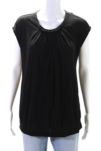 Theory Womens Wool Jersey Knit Ball Neck Sleeveless Shirt Top Black Size M