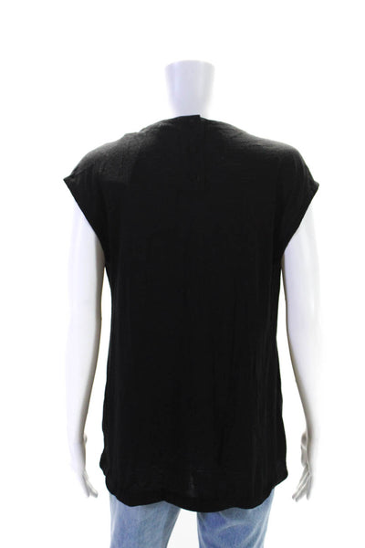 Theory Womens Wool Jersey Knit Ball Neck Sleeveless Shirt Top Black Size M