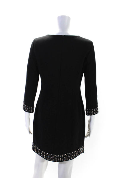 Michael Michael Kors Womens Back Zip Studded Trim Shift Dress Black Size 4