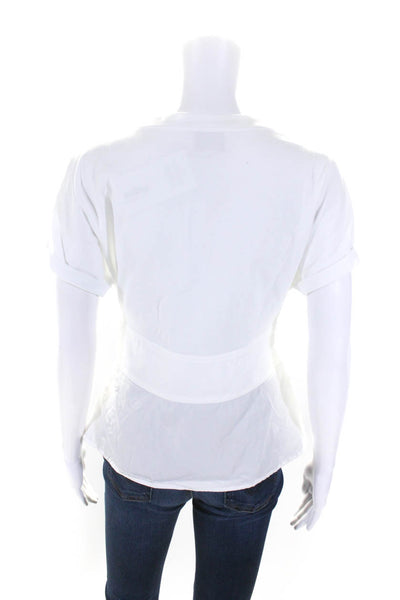 3.1 Phillip Lim Womens Lace Up Fitted Waist Tee Shirt Blouse White Size Small