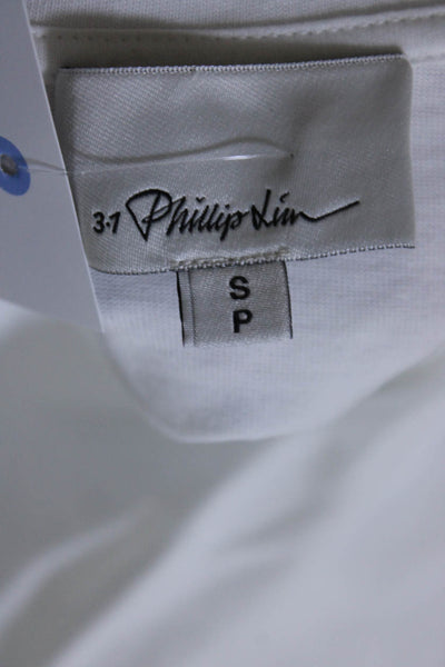 3.1 Phillip Lim Womens Lace Up Fitted Waist Tee Shirt Blouse White Size Small