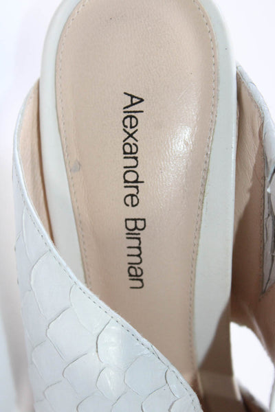 Alexandre Birman Womens Python Snakeskin Stiletto Mules Sandals White Size 38 8
