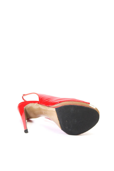 Nicholas Kirkwood Womens Peep Toe Platform Slingback Pumps Red Patent Size 38 8