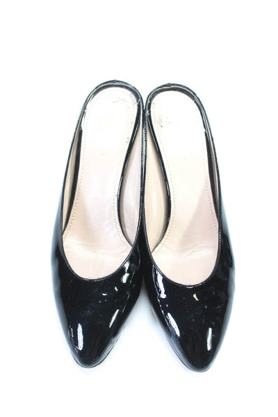 Mansur Gavriel Womens Almond Toe Stiletto Mules Pumps Black Patent Leather 38 8