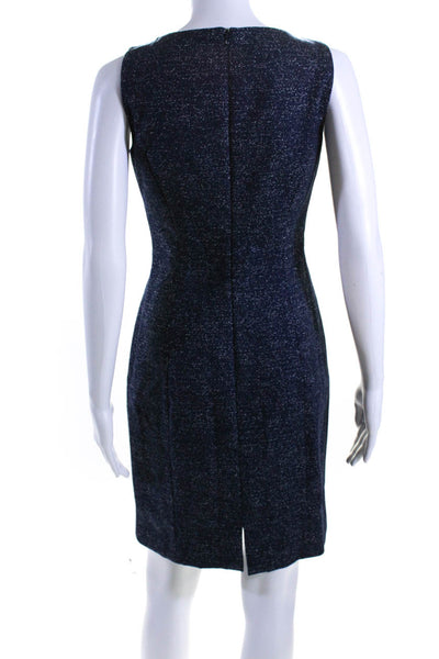 Michael Kors Collection Womens Back Zip Square Neck Speckled Dress Blue Size 6