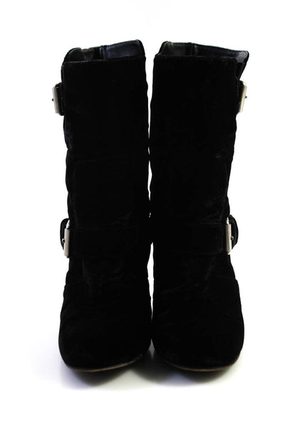 Giuseppe Zanotti Design Womens Velvet Buckle Closure Ankle Boots Black Size 37 7