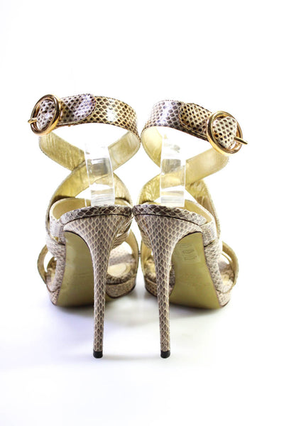 Dolce & Gabbana Womens Snakeskin Slingbacks Sandal Heels Brown Size 36.5 6.5