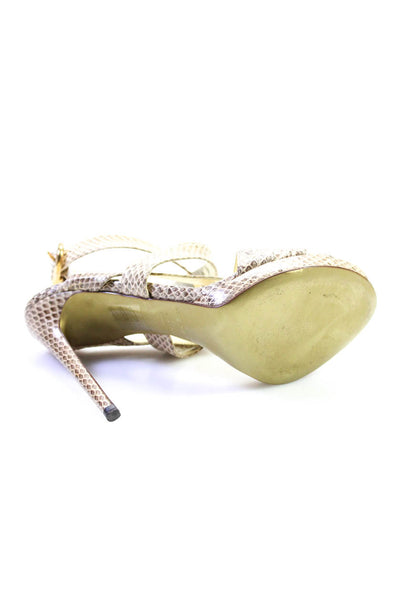 Dolce & Gabbana Womens Snakeskin Slingbacks Sandal Heels Brown Size 36.5 6.5