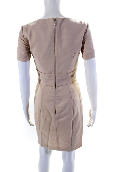 Dsquared2 Womens Blush Wool Textured Crew Neck Short Sleeve Shift Dress Size 38