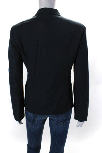 Jil Sander Womens Navy Blue Three Button Long Sleeve Blazer Size M