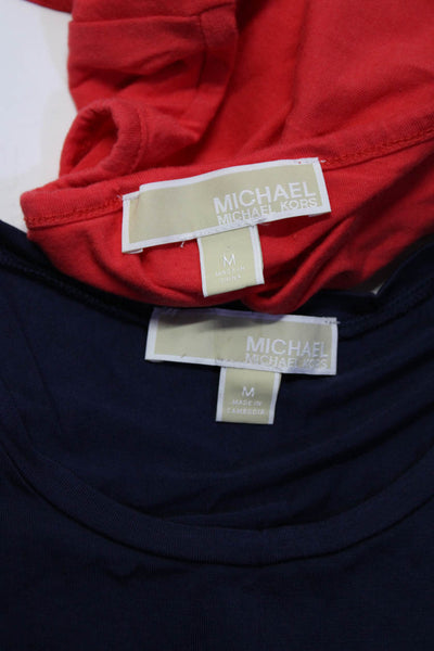 Michael Michael Kors Womens Jersey Knit Blouses Tops Red Navy Blue Size M Lot 2