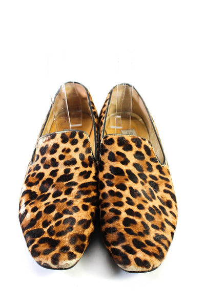 Jimmy Choo Womens Leopard Print Ponyhair Slip On Flats Brown Size 8.5