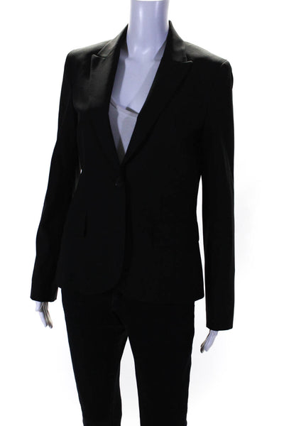 Theory Womens Peak Lapel One Button Blazer Jacket Black Wool Size 6