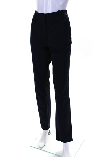 Victoria Beckham Womens Navy Cotton Striped High Rise Pleated Dress Pants Size 8