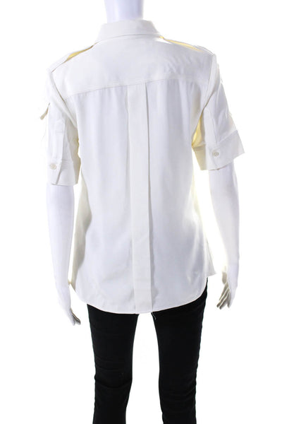 Victoria Beckham Womens White Collar Short Sleeve Button Down Shirt Size 6