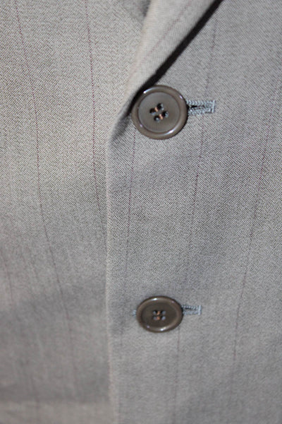 Yves Saint Laurent Mens Wool Pinstripe Two Button Suit Jacket Beige Size 42R