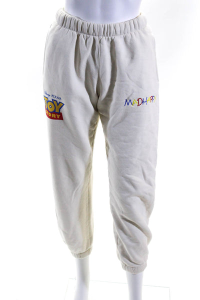 Madhappy Womens Embroidered Logo Drawstring Sweatpants White Size Small