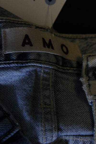 Amo Womens Maya Distressed High Waist Wide Leg Cargo Jeans Pants Blue Size 25