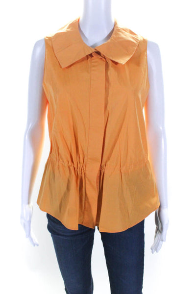 Akris Punto Womens Cotton Collared Sleeveless button Up Blouse Top Orange Size 8