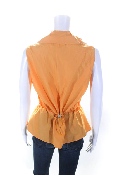 Akris Punto Womens Cotton Collared Sleeveless button Up Blouse Top Orange Size 8