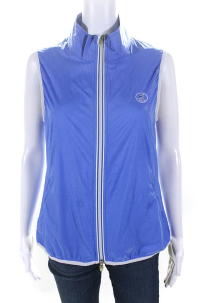 Peter Millar Womens Two-Toned High-Neck Two Pocket Zip Up Vest Blue Size M