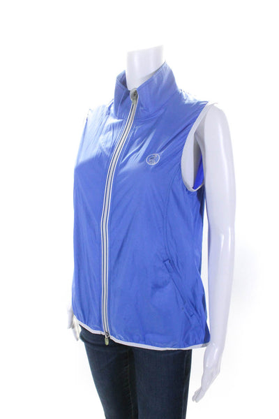 Peter Millar Womens Two-Toned High-Neck Two Pocket Zip Up Vest Blue Size M