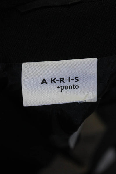 Akris Punto Womens Wool Notch Collar V-Neck Button Up Blazer Black Size 8