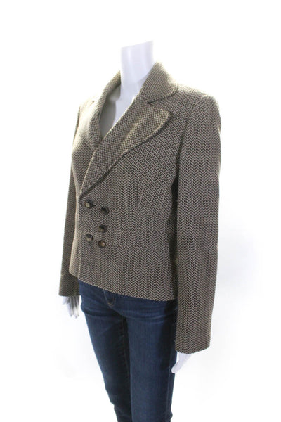 Armani Collezioni Womens Wool Blend Notch Collar Button Up Blazer Brown Size 8
