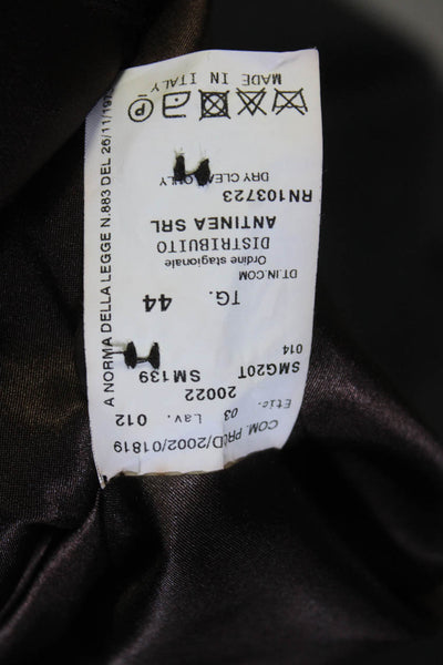 Armani Collezioni Womens Wool Blend Notch Collar Button Up Blazer Brown Size 8