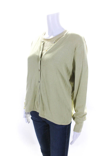 J. Mclaughlin Womens Cotton Blend T-Shirt Top + Cardigan Set Green Size L